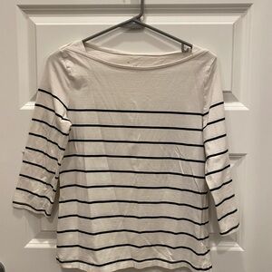 A New Day Black and White Striped 3/4 Sleeve Cotton Blouse